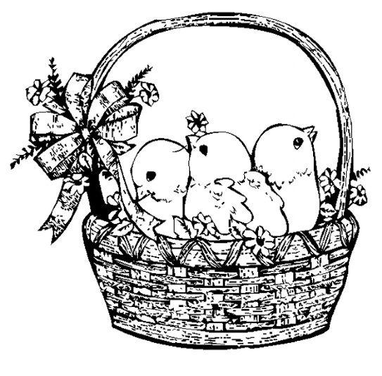 Cestino con tre pulcini disegni da colorare Pasqua