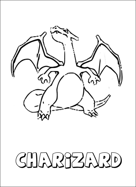 Charizard Pokemon e nome disegno da colorare