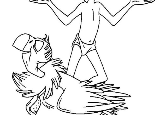 Chil l’ Avvoltoio e Mowgli disegni da colorare per bambini