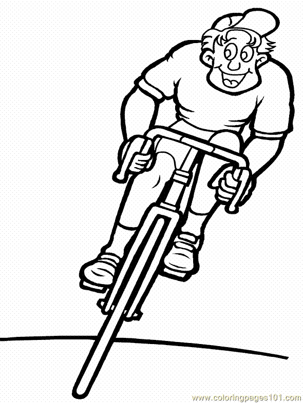 Ciclista con i pantaloncini corre sulla sua bici da colorare