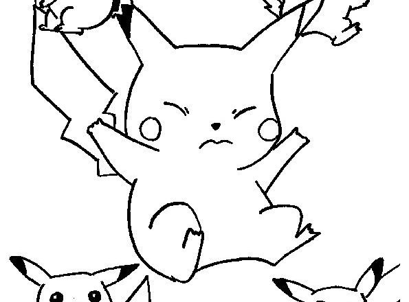 Cinque versioni di Pikachu disegno da colorare Pokemon