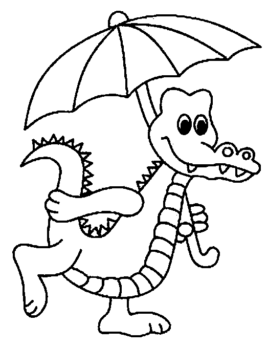 Coccodrillo con l’ ombrello disegni da colorare per i bambini