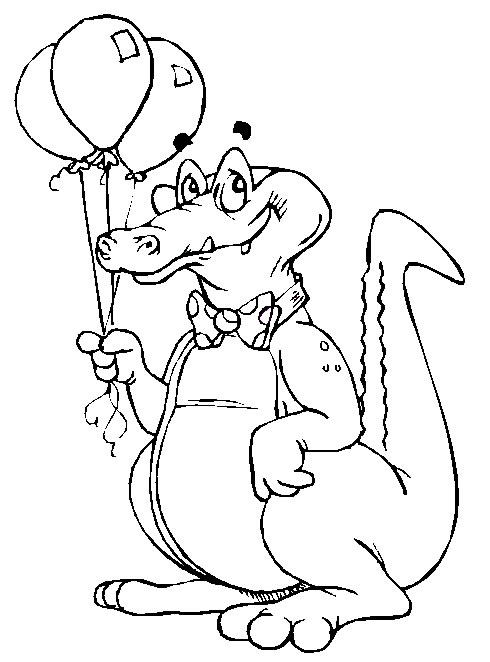 Coccodrillo con palloncini disegno da colorare gratis