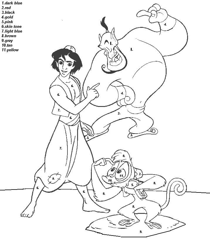 Colora coi numeri Disney Aladdin