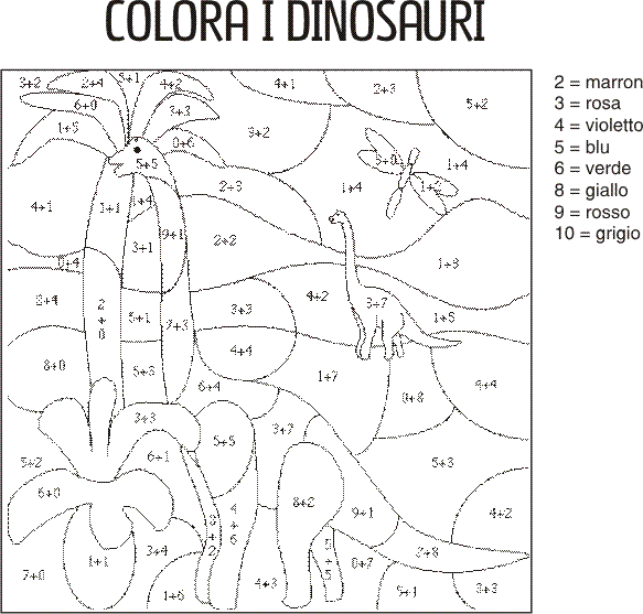 Colora coi numeri dinosauri