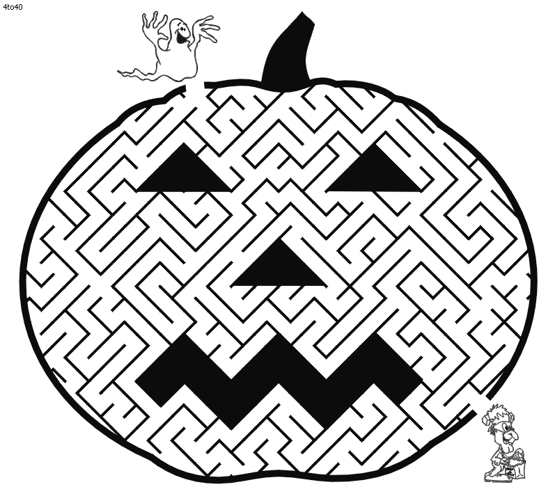 Colora il labirinto di Halloween disegno da colorare