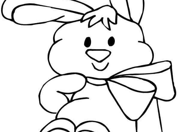 Coniglio con fiocco disegni da colorare per bambini gratuiti
