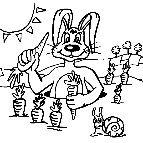 Coniglio e carote disegni da colorare gratis per bambini