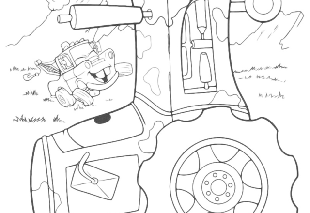 Cricchetto e il Trattore Cars Motori Ruggenti disegni da colorare
