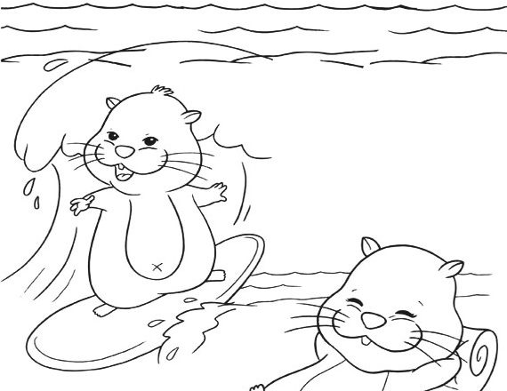 Criceti al mare disegni da stampare e colorare per bambini