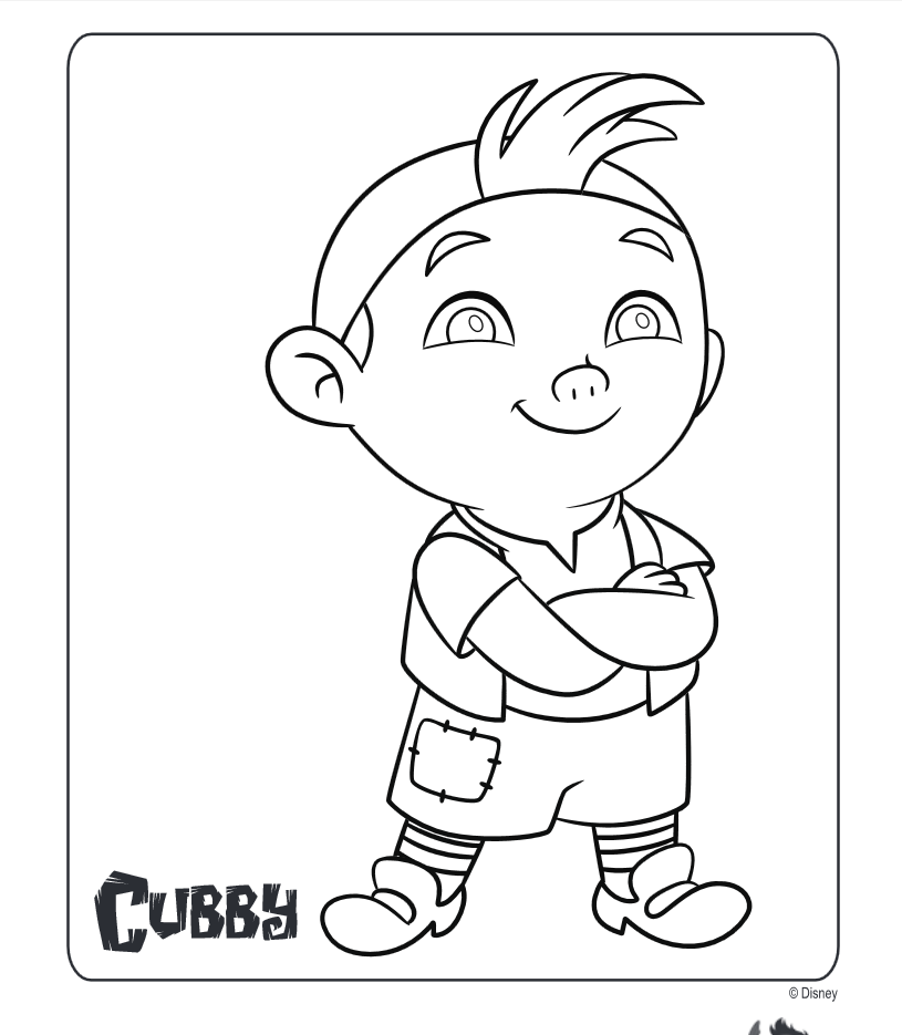 Cubby personaggio Disney Jake e i pirati dell’ isola che non c’ è disegno da colorare