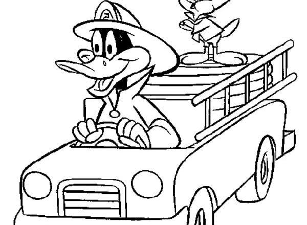 Daffy Duck e Titti pompieri da colorare