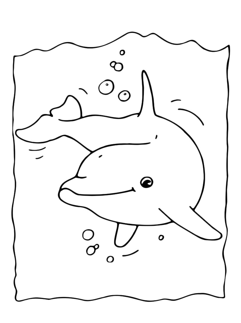 Delfino sott’ acqua da stampare e da colorare