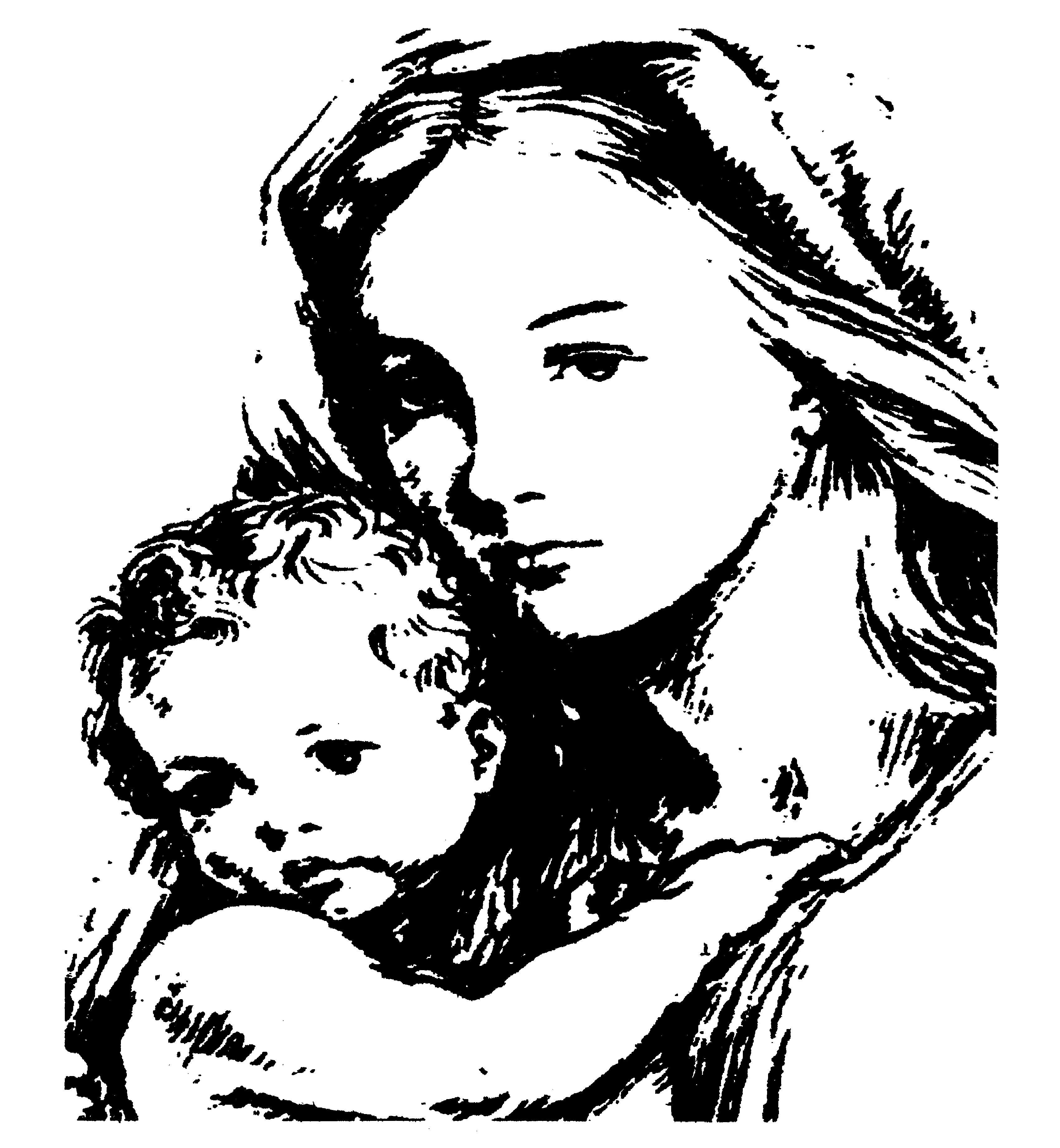 Disegno da colorare Madonna con bambino