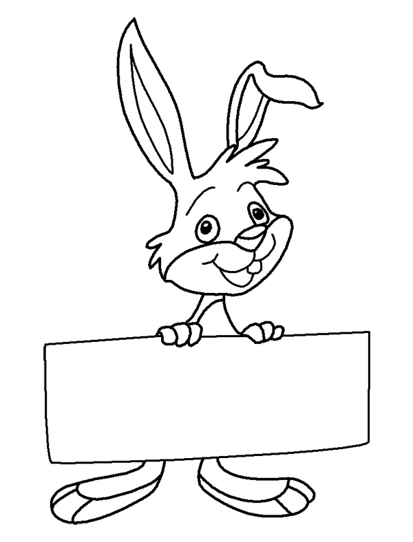 Disegno da colorare coniglio con cartello