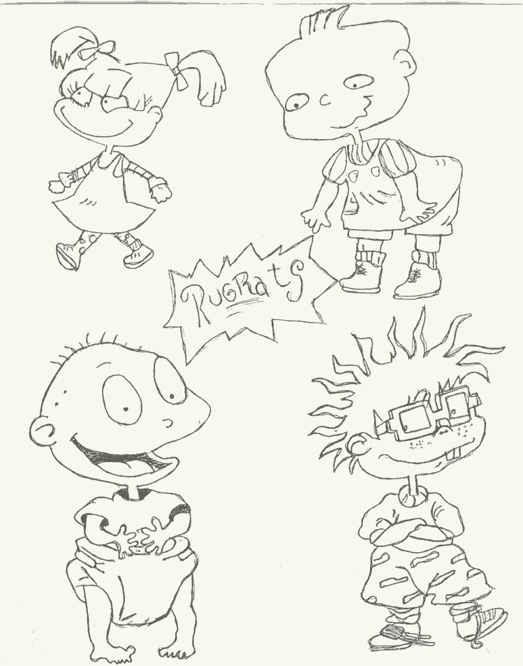 Disegno da colorare di quattro personaggi Rugrats