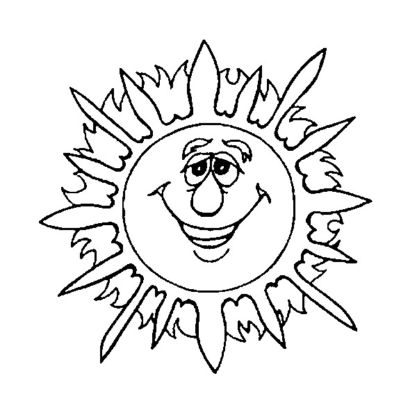 Disegno da colorare di un sole con volto maschile