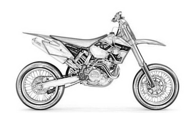 Disegno da colorare di una moto marca KTM realistica