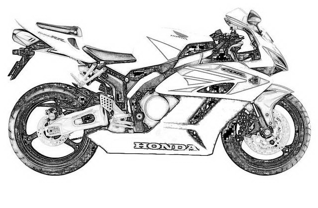 Disegno da colorare di una moto realistica Honda