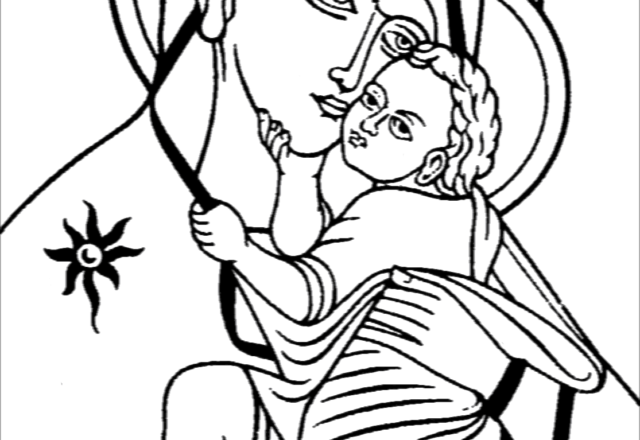 Disegno da colorare grande Madonna con bambino