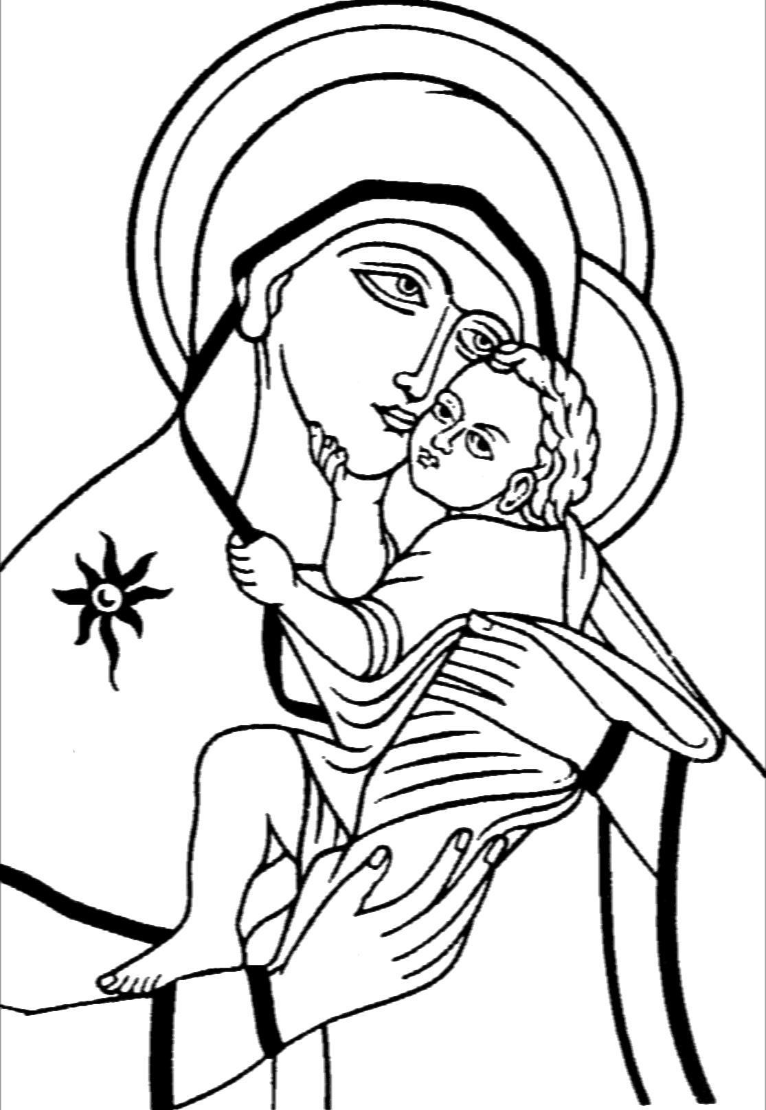 Disegno da colorare grande Madonna con bambino