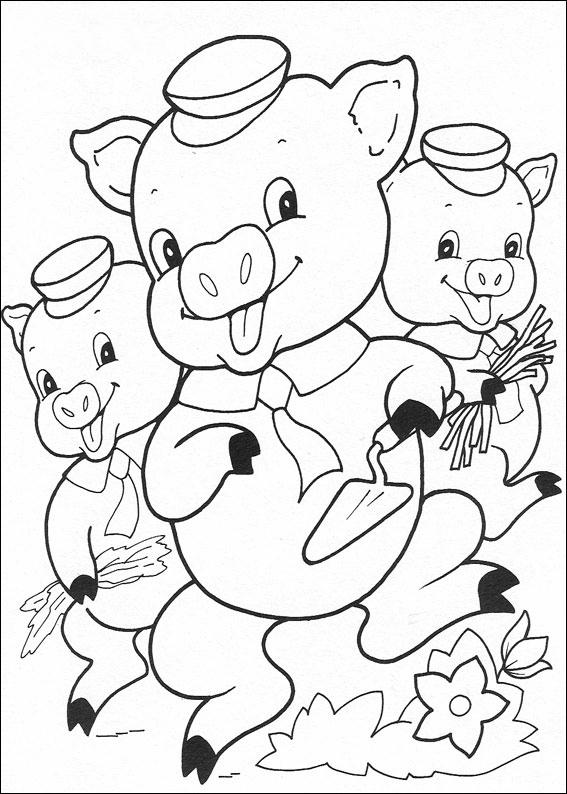 Disegno da colorare gratis de i tre porcellini