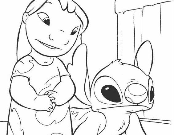 Disegno da colorare per bambini Walt Disney Lilo and Stitch