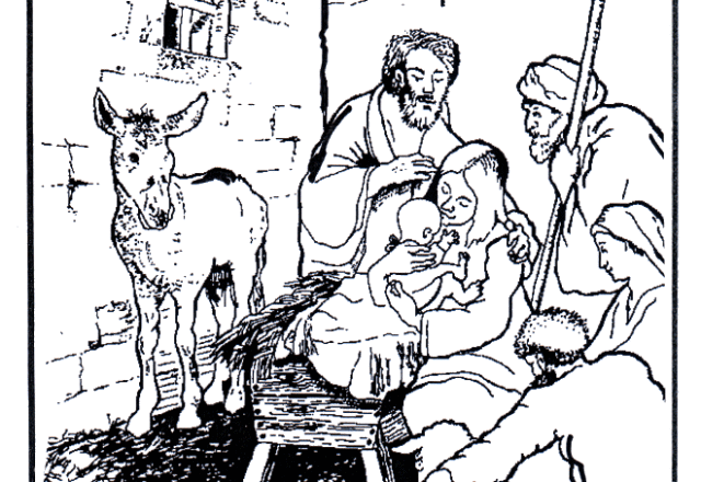 Disegno realistico della nascita di Gesù