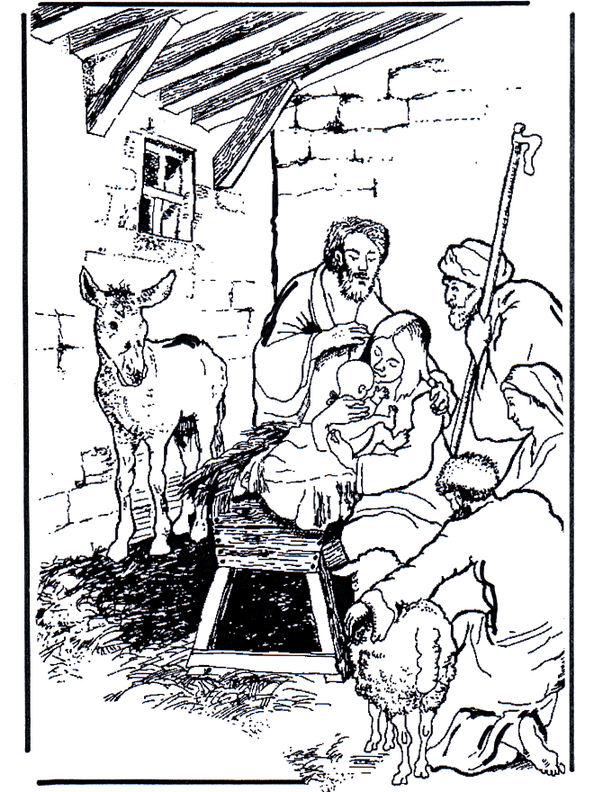 Disegno realistico della nascita di Gesù