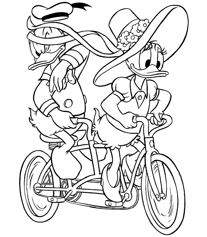 Disney Paperina e Paperino in bicicletta disegni da colorare