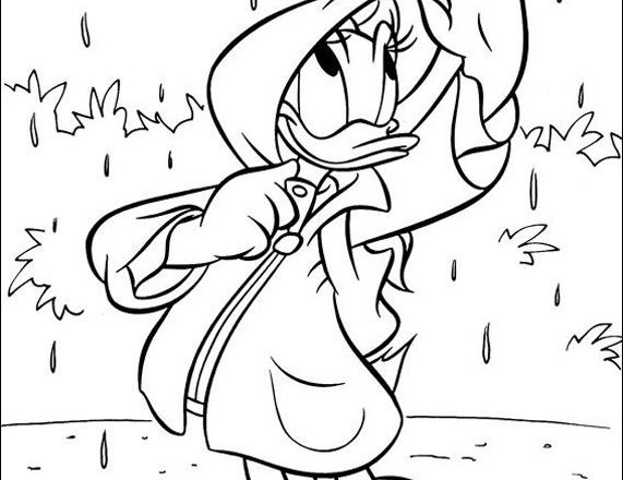 Disney Paperina sotto la pioggia disegno da colorare