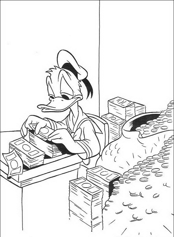 Disney Paperino che conta i soldi di Zio Paperone immagine da stampare