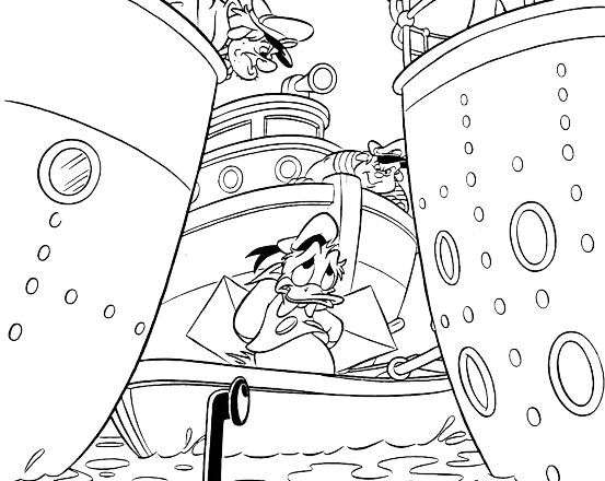 Disney Paperino sulla barca disegno da colorare