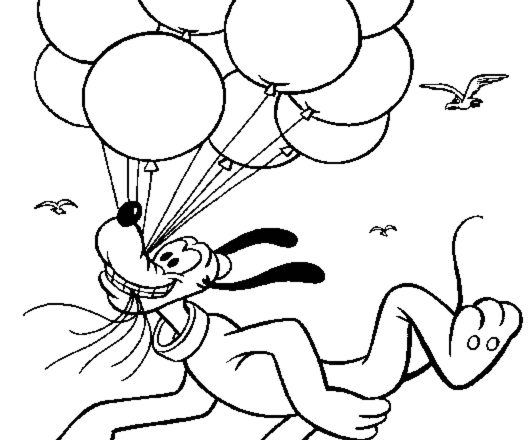 Disney Pluto con i palloncini disegno da stampare per bambini