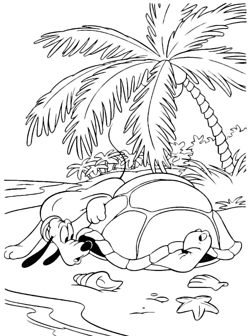 Disney Pluto e la tartaruga disegno da stampare e da colorare