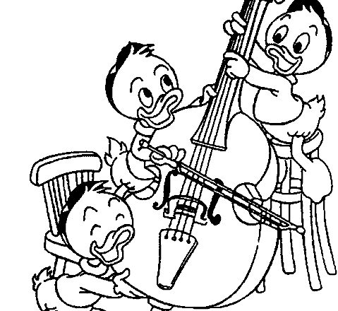 Disney Qui Quo Qua musicisti disegni da colorare per bambine e bambini