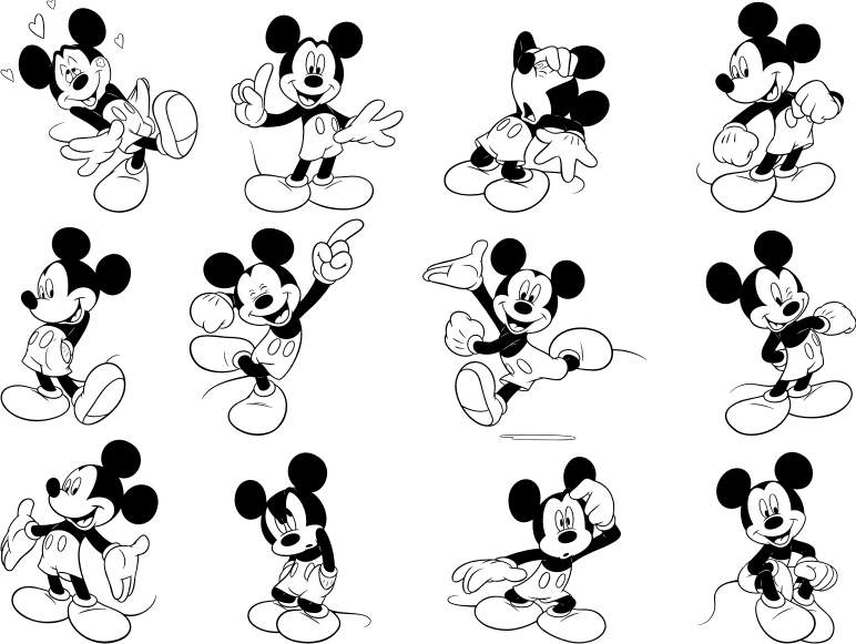 Dodici disegni da colorare di Disney Topolino