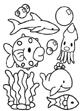 Dolci animali del mare disegno da colorare