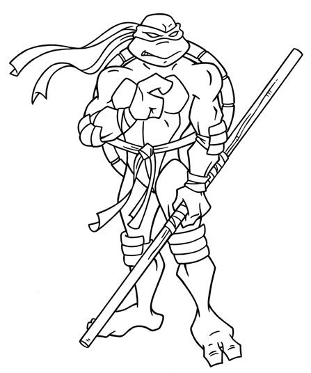Donatello Tartaruga Ninja con bastone da colorare