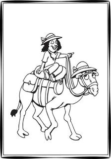 Donna a cavallo di un cammello disegno da colorare