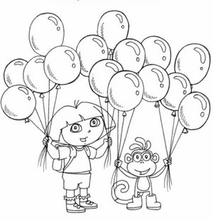 Dora e Boots con i palloncini