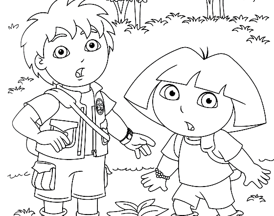 Dora e Diego sorpresi disegno da colorare gratis