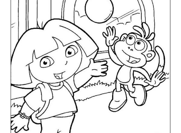 Dora e la scimmietta giocano a palla