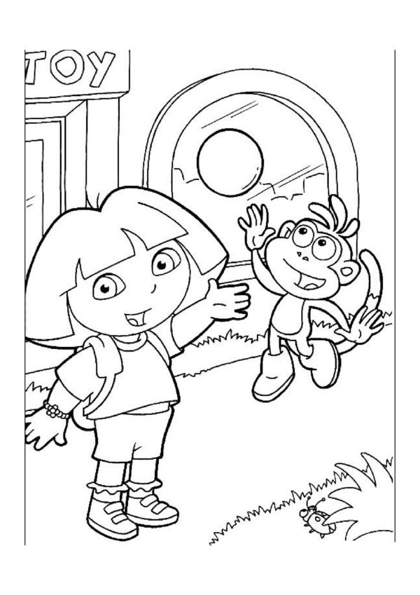 Dora e la scimmietta giocano a palla