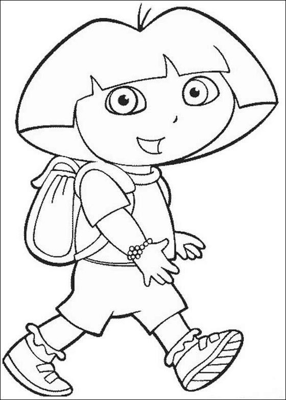 Dora l’ esploratrice cammina col suo zainetto da colorare