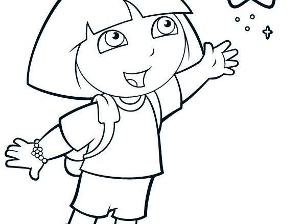 Dora l’ esploratrice cerca di afferrare una stella disegno da colorare gratis
