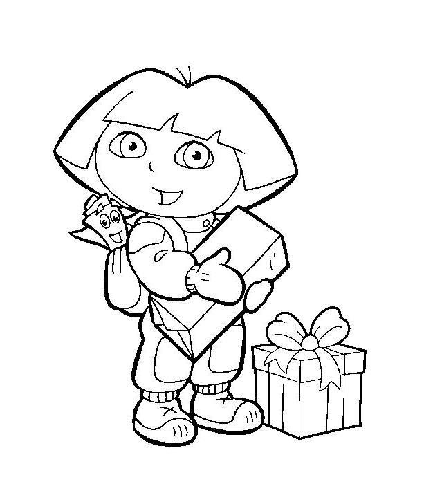Dora l’ esploratrice con due pacchi regalo da colorare