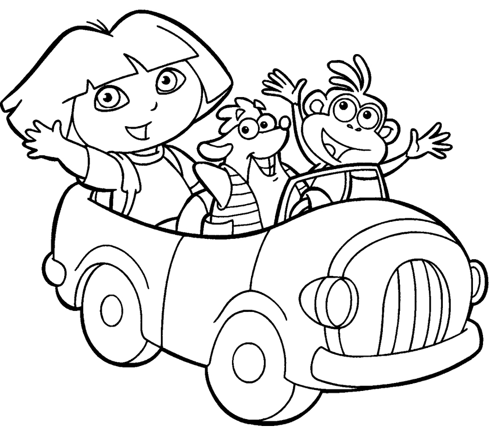 Dora l’ esploratrice con i suoi amici nella macchina da colorare