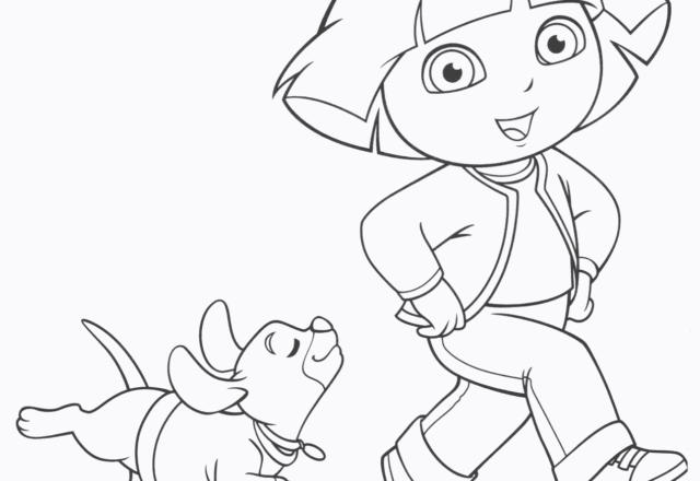 Dora l’ esploratrice passeggia con il cane disegno da colorare