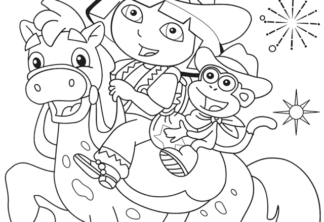 Dora l’ esploratrice va a cavallo disegno da colorare gratis